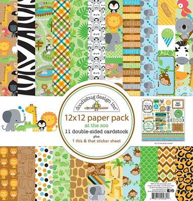 Doodlebug Paper Pad Karten Scrapbooking 12x12 At The Zoo Scrap