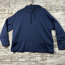 Women s Navy Nike Dri Fit Ribbed Mock Neck Hoodie Size Large