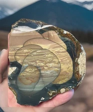 Stunning Orb Blue Mountain Picture Jasper With Mirror Polish Half Nodule