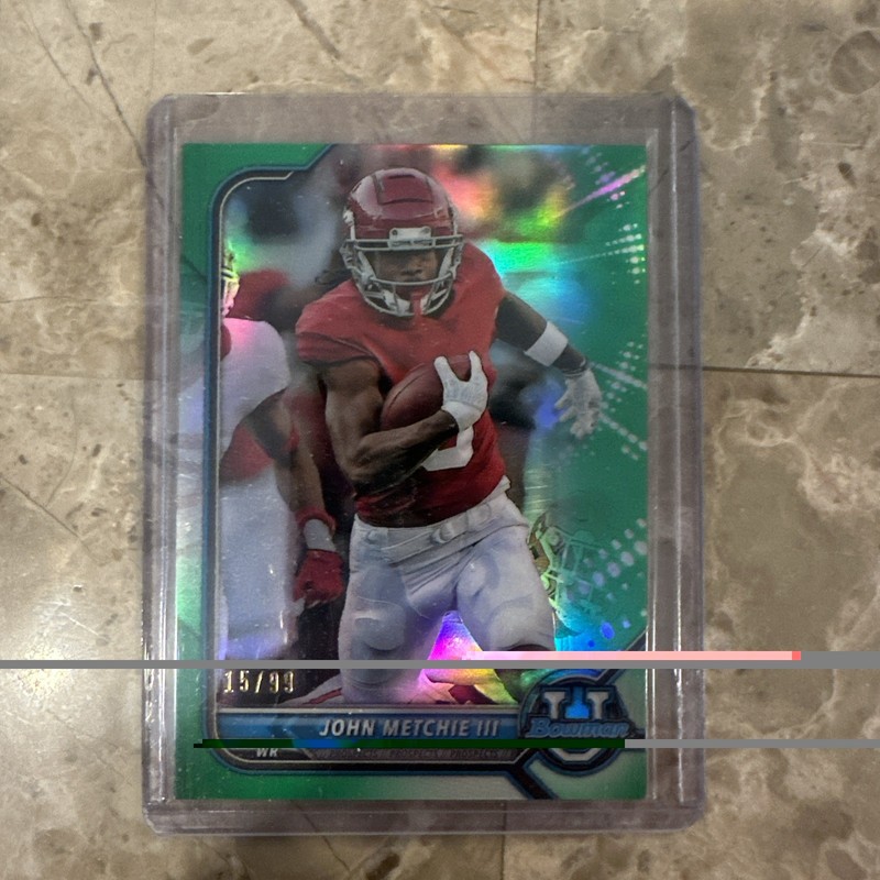 2021-22 Bowman University #99 John Metchie III Chrome Green #/99