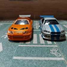 Custom Tomica Fast & Furious GTR & Supra die-cast car set, lowered, deep rims, e