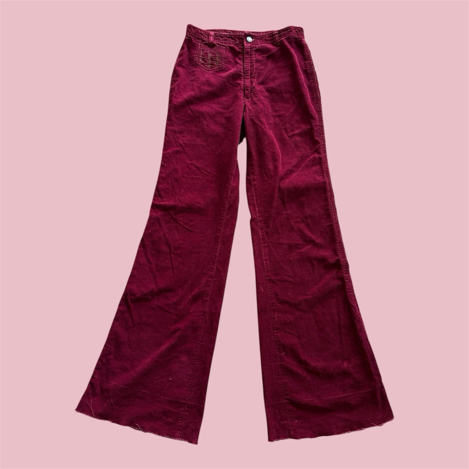 Vintage 70s Corduroy Bell Bottom Flares 28” Waist 1970s