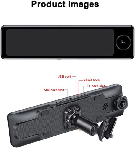 4G Lte Mirror Dash Cam With live Streaming Remote View RearView Camera 3 Channel - Picture 7 of 12