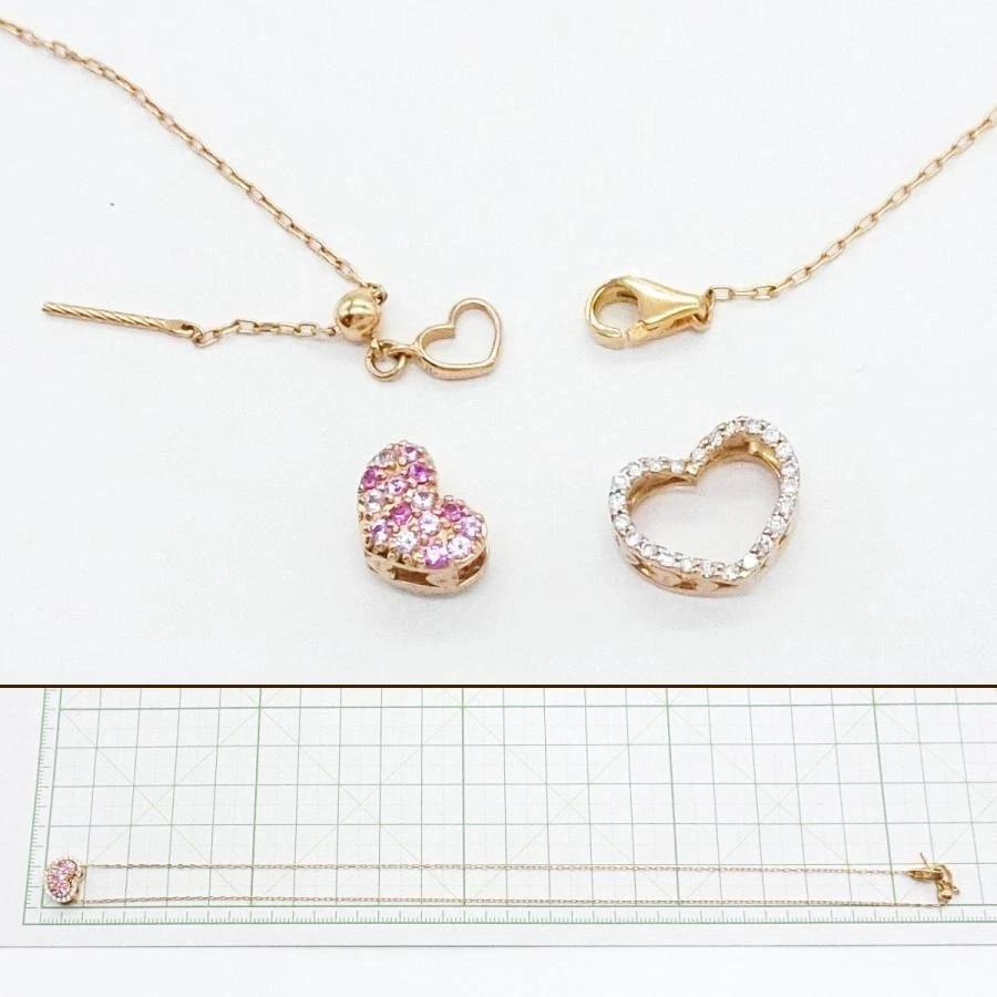 Ponte Vecchio K18PG Zafiro Rosa Diamante Diseño Corazón Collar Joyería Mujer Foto 4 de 4
