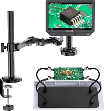 4K Auto Focus 10" Digital Microscope 2000X Flex Arm Coin Magnifier for Soldering