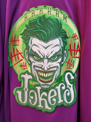 Geeky Jerseys Arkham Jokers #40 Napier Long Sleeve Purple Hockey Jersey XXL