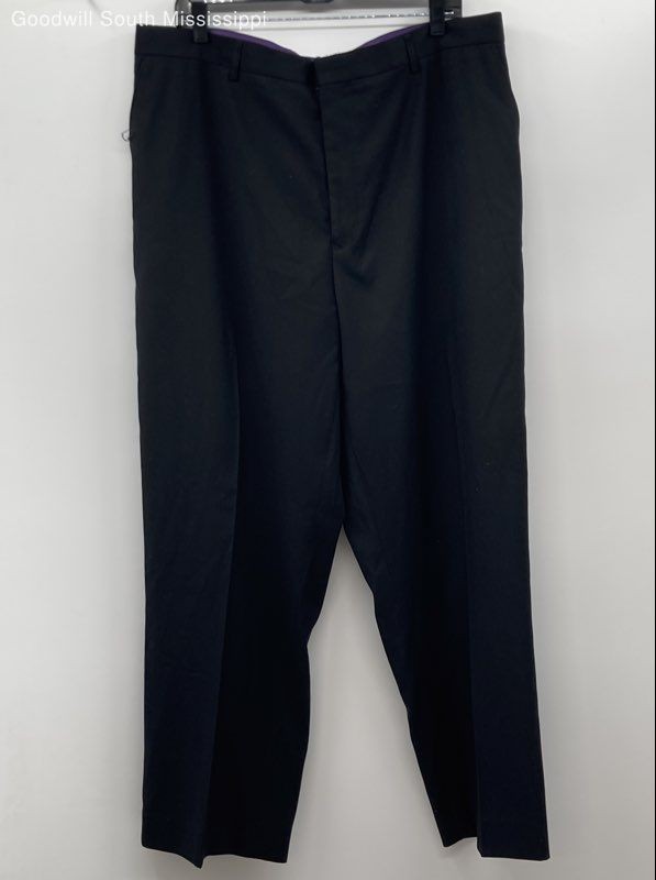 Vinci Men’s Black Dress Pants w/ Purple Inner Waistband- 43L