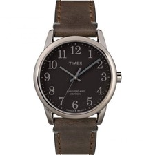 New Timex Men's Watch Easy Reader Anniversary Edition Black Dial Strap TW2R35800