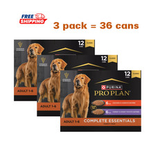 3 Pack, Purina  Pro Plan Complete Essentials Adult Wet Dog Food -13 Oz, 12 Count