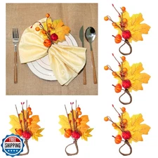 HADDIY Thanksgiving Napkin Ring, Fall Napkin Rings Set of 6 Leaf and Pumpkin 