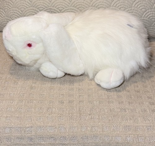 Vintage 1988 Chrisha verspielt Plüsch weiß Albino 18 Zoll Hase Kaninchen rosa Augen flauschig EUC - Bild 2 von 9
