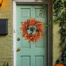 Autumn Berry Eucalyptus Wreath Artificial Halloween for Fireplace Photo Prop