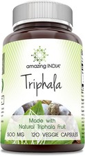 Amazing India Natural Triphala Supplement  500 Mg per Serving  120 Veggie Caps