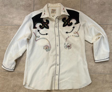 Vintage H Bar C California Ranchwear Shirt Pearl Snap Embroidered Cowboy Western