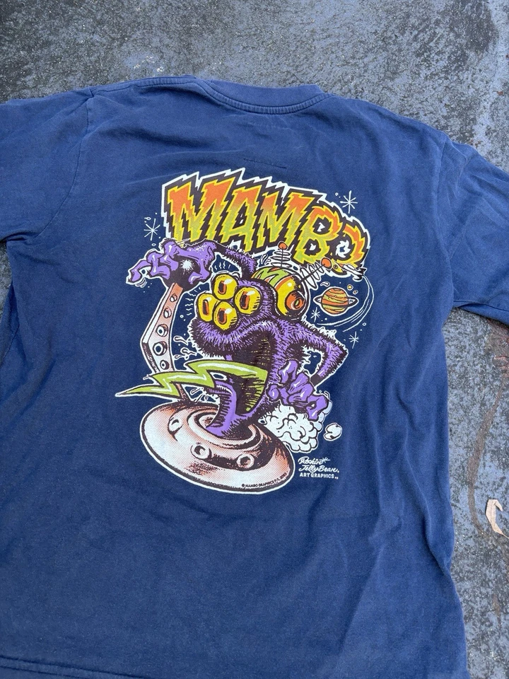 Camiseta De Colección Y2K Mambo Talla S Azul Deletrear 03 Rockin Jelly Bean Gráficos Foto 2 de 4