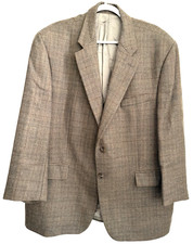 VTG CHAPS Ralph Lauren Lambs Wool Blazer / Suit Jacket -Men's Size 46R Tan Plaid