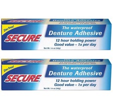 Secure Denture Bonding Cream 1.4oz Pack of 2 Strong Hold Upper & Lower Adhesive