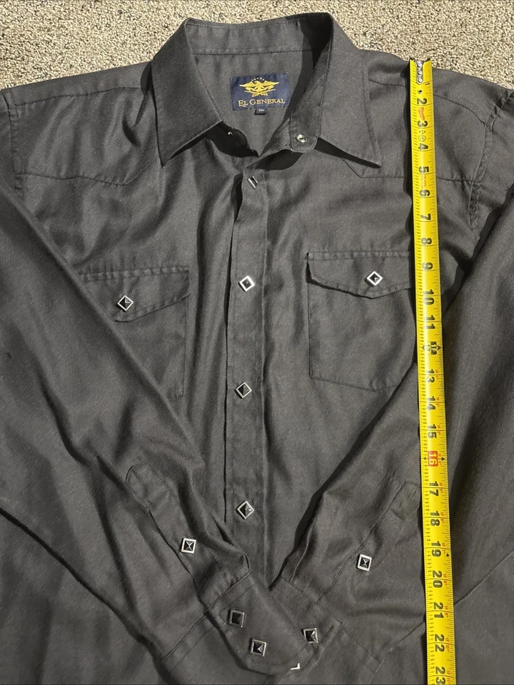 Camisa Hombre El General Western Wear Camisa Negra Hombre’s Talla XL  Foto 3 de 4