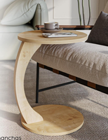 Beistelltisch C-Form Runder Kaffeetisch, Couchtisch, Sofatisch Rollen Wohnzimmer