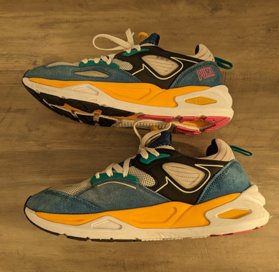 MENS Size 9.5- PUMA TRC Blaze SPXP Lake Blue Yellow Tangerine 2022 Good Used