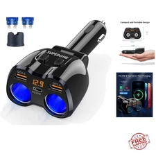 2025 Upgraded] Cigarette Lighter Splitter, 180W 2-Socket Cigarette Lighter Ad...