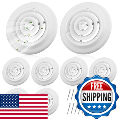 Therwen 8 Pcs 6 Inch Round Vent Cover White Round Ceiling Diffuser Screws Hvac