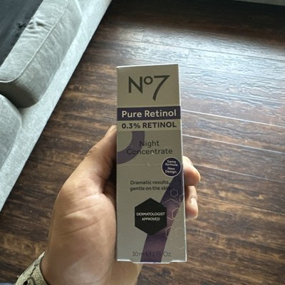 No 7 Pure Retinol Night Concentrate 0.3% Retinol, 1 Fl. Oz. Brand New