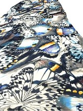 All Over Butterfly Print Rectangle Long Scarf Shawl Wrap Semi Sheer Watercolor