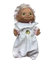 Vintage Ace Novelty Newborn Baby Treasure Troll 11  Doll Green Eyes  Gem