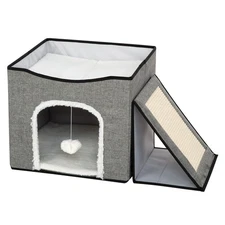 Foldaway Cat Condo & Play Center W/ Interactive Hanging Ball for Kittens 