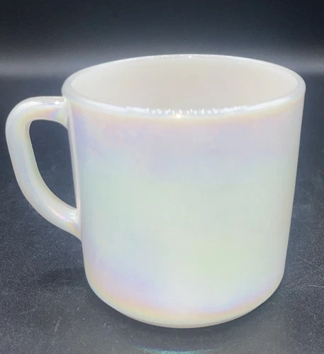 Vintage Federal Glass Moonglow Pearl Iridescent Milk Glass Coffee Mug
