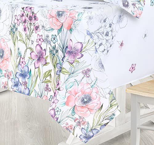 Easter Garden Breeze Square Fabric Tablecloth, 52 x 52 Inch, Easy Care and - Picture 8 of 8