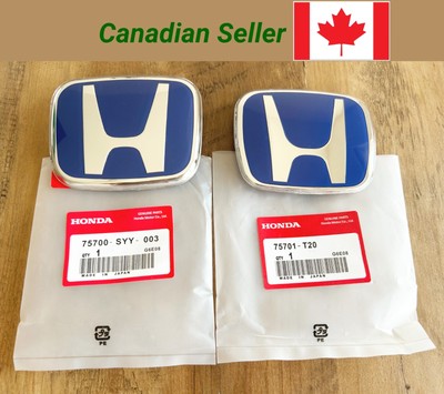 2x Blue JDM Honda Front Grill and Rear Trunk Emblems Badges Fit 2022 11th Civic