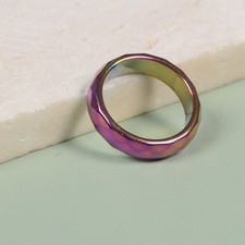 W78602 23mm Faceted Metallic Rainbow Coated Hematite round ring pendant bead