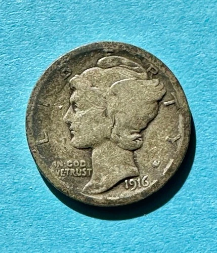 1916 Mercury dime. 90% Silver. VG Condition. Charity Auction For Animal Rescue￼