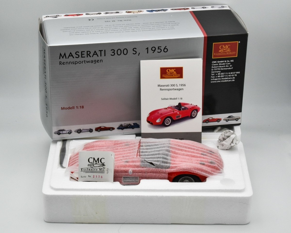 ミニカー CMC MASERATI 300 S, 1956 Rennsportwagen 1/18 CMC 1956 Maserati 300S Street Rennsportwagen Red M-105