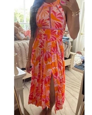 Abel The Label Maxi Dress Women s Small Anthropologie Floral Slit Rumi B24