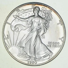 1990 Unc American Silver Eagle 1 Troy Oz .999 Fine Silver