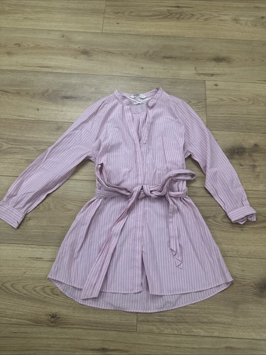 BNWOT Zara Pink Shirt Dress Striped With Belt Pocket Small RRP £32.99 Sold Out - Picture 1 of 4