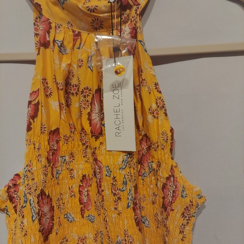 Rachel Zoe Women's 100% Rayon Yellow Floral Peplum Halter Top Size Medium NWT - Picture 7 of 12
