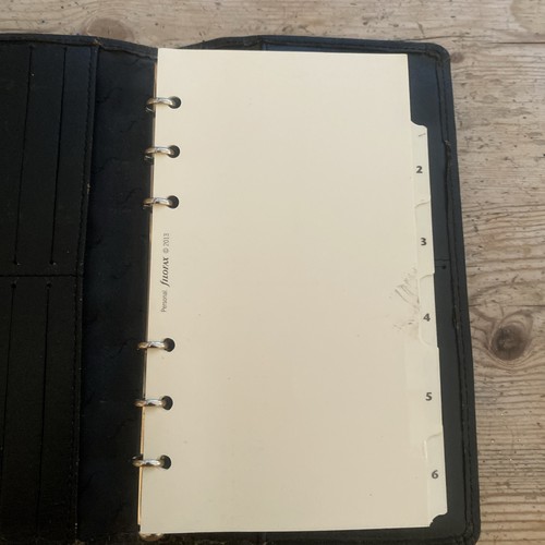 Vintage Filofax Slimline Personal Organiser Soft Black Leather Case Gold Logo - Picture 8 of 19