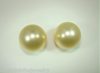 8mm South Sea Golden Mother of Pearl Sea Shell 925 Silver Post Stud Earrings - Picture 1 of 2