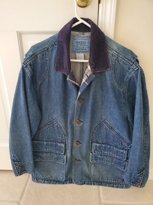 Vintage Men's Nikoata Denim Chore Jacket with Corduroy Collar