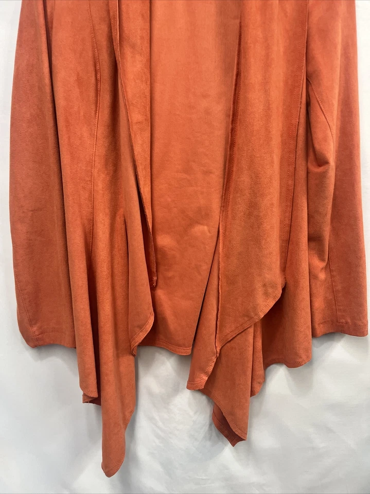 Cárdigan abierto VS2 By Vakko imitación gamuza naranja talla pequeña Foto 3 de 4