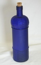 Cobalt Blue Glass Bottle Basket Weave Pattern Matte Finish Cork Stopper b