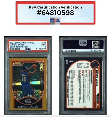 2007 Bowman Chrome #23 LeBron James Gold Refractor /99 PSA 9 MINT