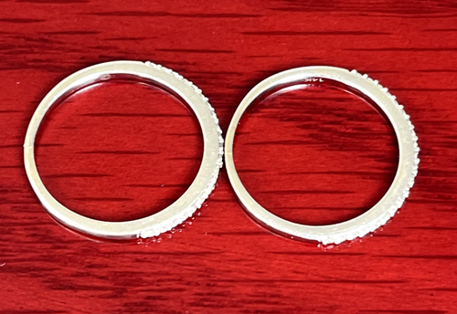 Pair of Brilliant Stacking Micro Diamond 'Keeper' Bands .42 ctw 14k Gold - Picture 13 of 16