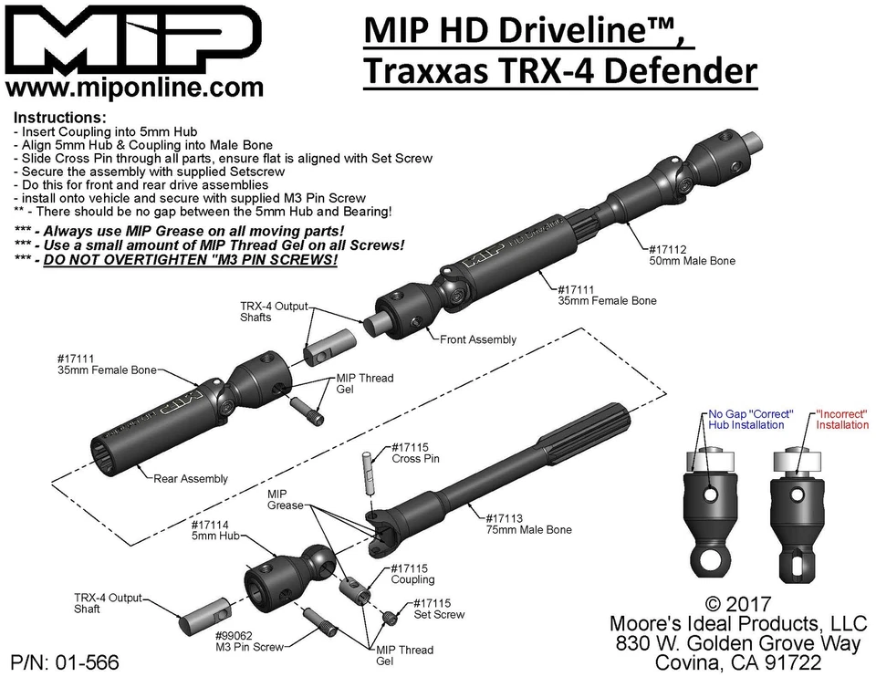 MIP 17110 HD Center Driveline Kit for TRX-4 Defender/Tactical - Image 2 of 4