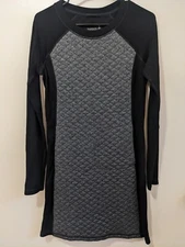 Smartwool Diamond Peak Quilted Dress Black Grey Long Sleeves Marino Wool Sz S