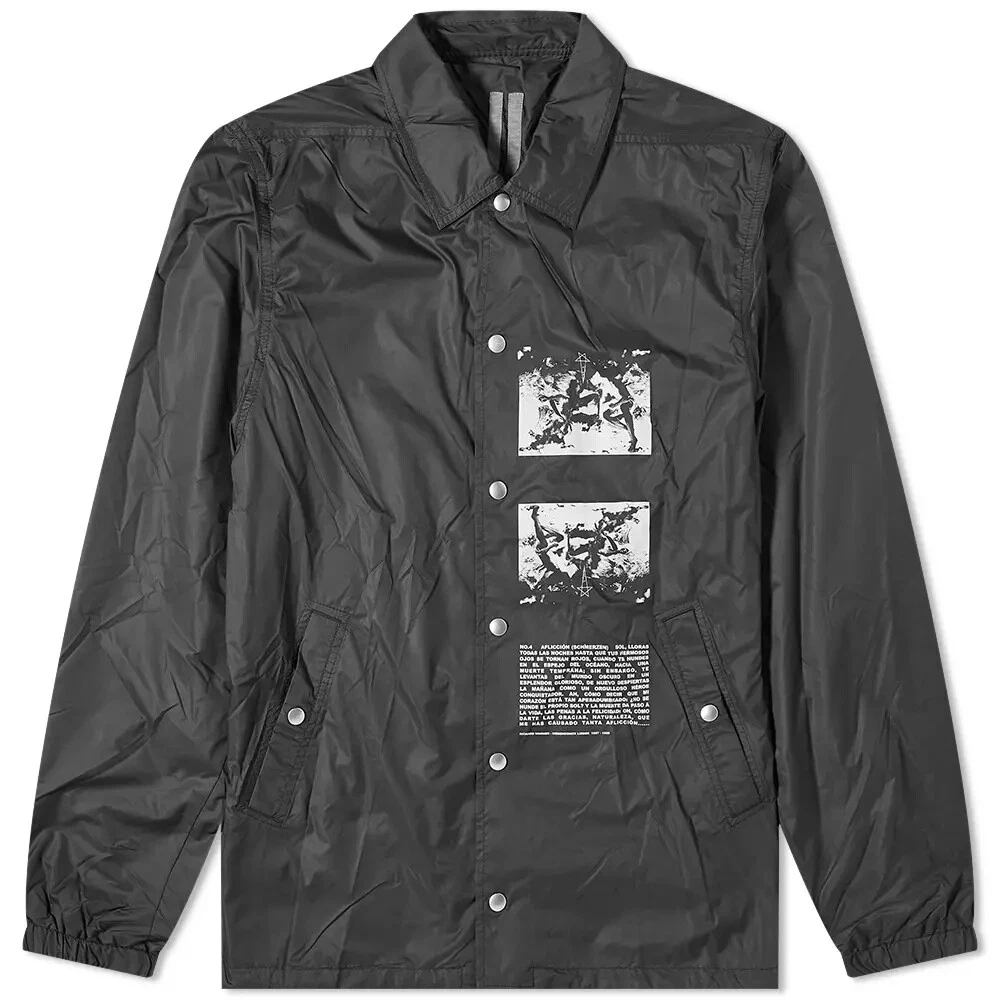 RICK OWENS DRKSHDW MEN'S PRINTED COACH JACKET in BLACK PEARL